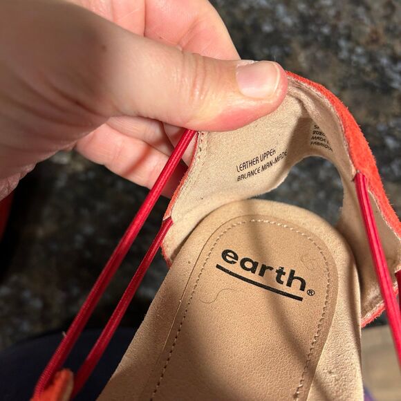 Earth Aldar Abra Spicy Red Perforated Slingback Sandals Womens 9 M Leather - Picture 8 of 9